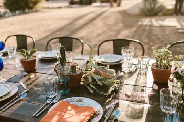 Desert Reverie event — golden hour tablescape in an open desert setting, image 7 of 10 — Lux Events by Michelle